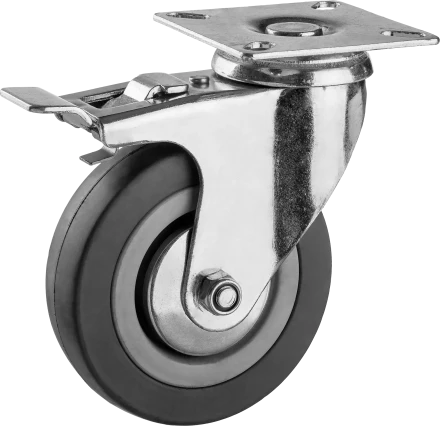 Колеса поворотные с тормозом из литой резины с полипропиленовым диском серия МАСТЕР купить в Магнитогорске