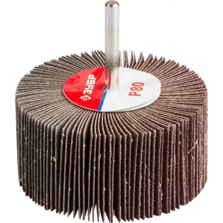 Круг шлифовальный ЗУБР &quot;МАСТЕР&quot; веерный лепестковый, на шпильке, тип КЛО, зерно-электрокорунд нормальный, P80, 40х80мм 36604-080 купить в Магнитогорске