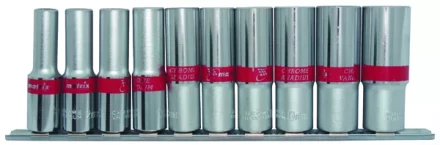 Набор удлиненных торцевых головок 1/2&quot;,  6-ти гр., CrV, 10шт., 10-22мм Matrix 13590 купить в Магнитогорске