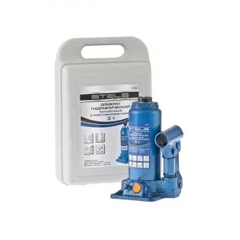 Домкрат гидравлический бутылочный 3 т h подъема 178–343 мм в пластиковом кейсе STELS 51125 купить в Магнитогорске