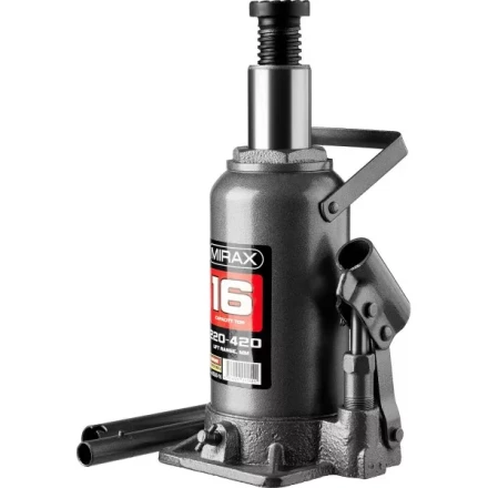 Домкрат гидравлический бутылочный, 16т, 220-420 мм, MIRAX 43260-16 43260-16 купить в Магнитогорске