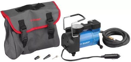 Компрессор ЗУБР &quot;ЭКСПЕРТ&quot; автомобильный давление 10 атм, длина провода 3 м, длина шланга 2 м, 3 насадки 61127 купить в Магнитогорске