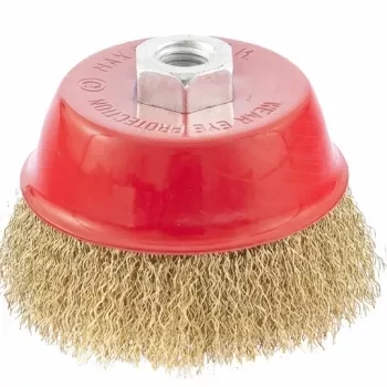 Щетка для УШМ 65 мм М14 &quot;чашка&quot; латунированная витая проволока  MATRIX 74603 купить в Магнитогорске