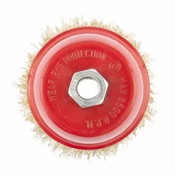 Щетка для УШМ 65 мм М14 &quot;чашка&quot; латунированная витая проволока  MATRIX 74603 купить в Магнитогорске