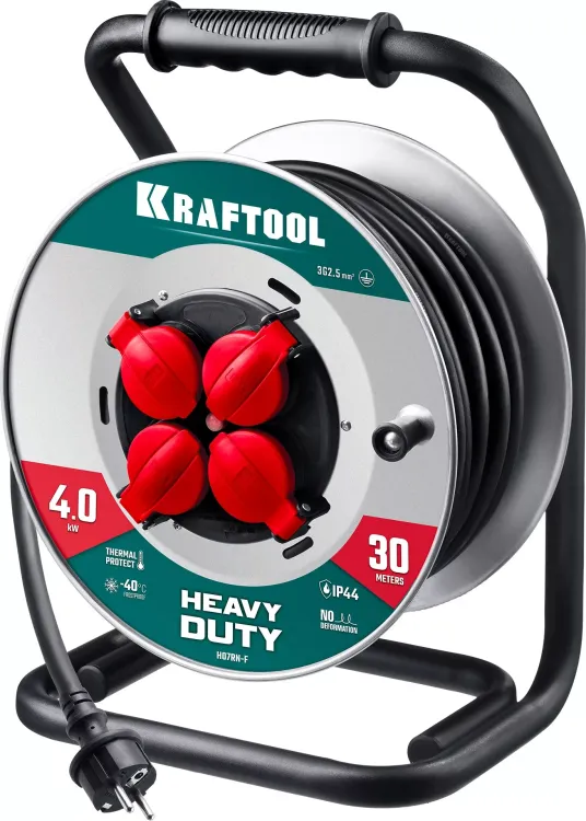 Силовые удлинители на стальной катушке  HEAVY DUTY 4.0, кабель КГ 3х2,5 кв мм 55086-30 купить в Магнитогорске