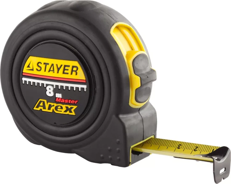Рулетка STAYER "PROFI" "AREX", двухкомпонентный противоударный корпус, упрочненное полотно, 8м/25мм 3410-08_z01 купить в Магнитогорске