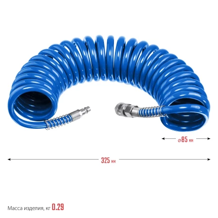 ЗУБР 5 м, 6 х 8 мм, 15 бар, воздушный спиральный шланг с фитингами рапид, Профессионал (6473-05) купить в Магнитогорске