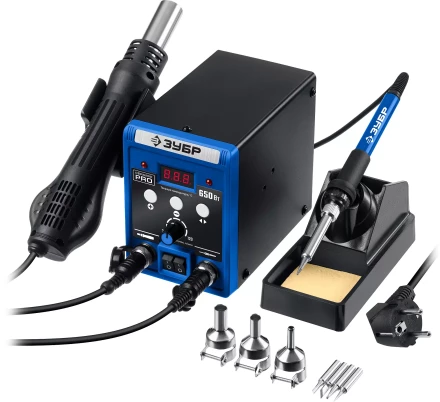 ЗУБР ПСР-650, 100 - 500°С, 650 Вт, 2 в 1, ремонтная паяльная станция, Профессионал (55427) купить в Магнитогорске