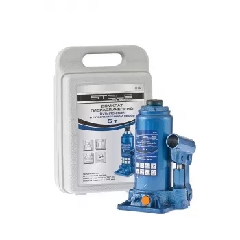 Домкрат гидравлический бутылочный 5 т h подъема 197–382 мм в пластиковом кейсе STELS 51126 купить в Магнитогорске