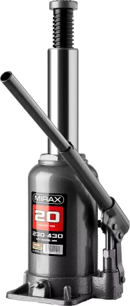 Домкрат гидравлический бутылочный, 20т, 230-430 мм, MIRAX 43260-20 43260-20 купить в Магнитогорске