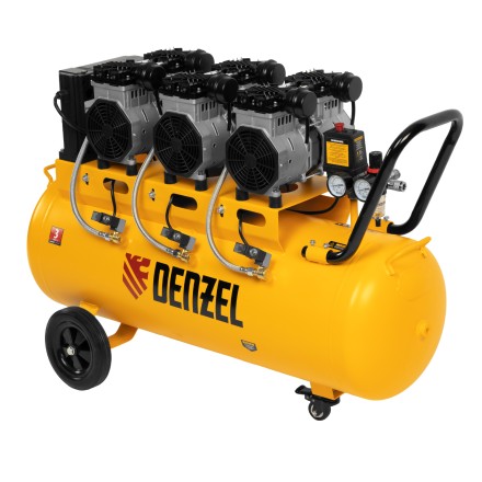 Компрессор безмасляный, малошумный Denzel DLS 3300/100, 3300 Вт,3x1100, 100 л, 570 л/мин ,блок управления купить в Магнитогорске