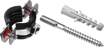 Хомут трубный с гайкой, оцинкованный, в комплекте с сантехнической шпилькой и дюбелем, 1/2&quot;, 1шт, ЗУБР Мастер 37866-20-24 37866-20-24_z01 купить в Магнитогорске