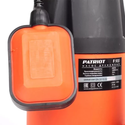 Насос дренажный для грязной воды F 900 PATRIOT купить в Магнитогорске