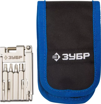 Набор ЗУБР &quot;ЭКСПЕРТ для обслуживания велосипеда: складной мультитул 11-в-1,комплект для ремонта шин,16-в-1,в чехле 27428-H16 купить в Магнитогорске