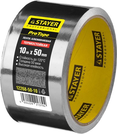 Алюминиевая лента, STAYER Professional 12268-50-10, до 120°С, 50мкм, 50мм х 10м 12268-50-10 купить в Магнитогорске