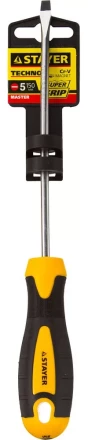 Отвертка STAYER &quot;MASTER&quot; &quot;ТECHNO&quot;, двухкомпонентная рукоятка, магнитный наконечник, Cr-V, SL5,0x150мм 2507-05-15_z02 купить в Магнитогорске