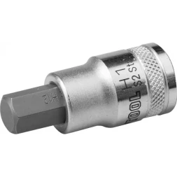 Торцовая бита-головка KRAFTOOL "INDUSTRIE QUALITAT", материал S2, HEX, сатинированная, 1/2", H12 27908-12_z01