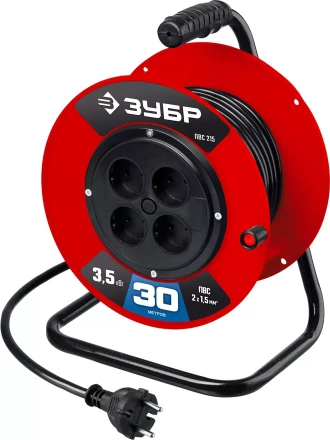 ЗУБР ПВС-215, ПВС, 2 х 1.5 мм2, 30 м, 3500 Вт, силовой удлинитель на катушке (55103-30) купить в Магнитогорске