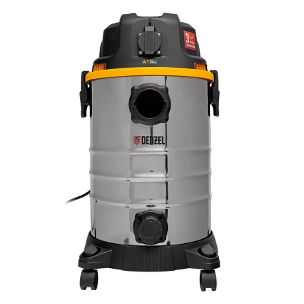 Пылесос строительный Denzel 28203 RVC30, 1400 Вт, бак 30 л, шланг 3 м, розетка с автосинхр. купить в Магнитогорске