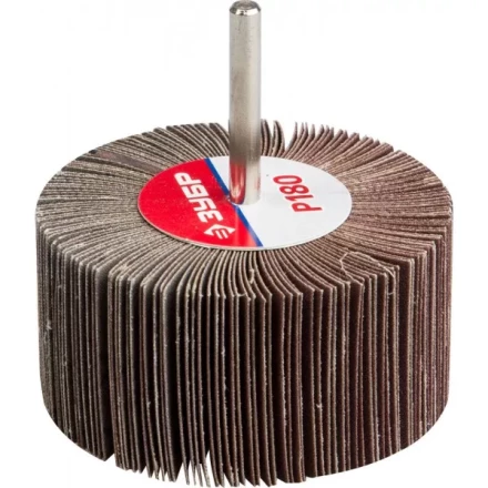 Круг шлифовальный ЗУБР &quot;МАСТЕР&quot; веерный лепестковый, на шпильке, тип КЛО, зерно-электрокорунд нормальный, P180, 40х80мм 36604-180 купить в Магнитогорске