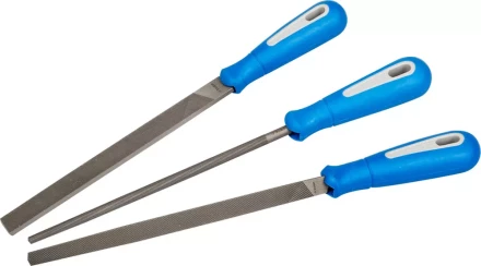 Набор ЗУБР: Напильники &quot;ПРОФЕССИОНАЛ&quot; с двухкомпонентной ручкой, плоский, трехгранный, круглый, №2, 200мм 16550-20-H3 купить в Магнитогорске