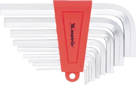 Набор ключей шестигранных имбусовых HEX, 2–12 мм, CrV,  9 шт., короткие,  сатин  MATRIX 12301 купить в Магнитогорске