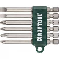 Набор KRAFTOOL Биты хвостовик E 1/4", Cr-V, 75мм, 6 предметов 26061-H6