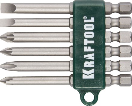 Набор KRAFTOOL Биты хвостовик E 1/4&quot;, Cr-V, 75мм, 6 предметов 26061-H6 купить в Магнитогорске