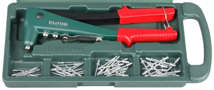 Заклепочник, KRAFTOOL &quot;NX-3&quot; 31170-H6, литой корпус, d=2,4-4,8 мм - Al и сталь; d=2,4-4,0 - нерж сталь, в боксе, с набором заклепок 31170-H6 купить в Магнитогорске