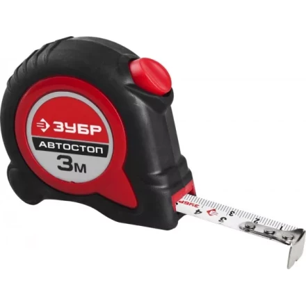 Рулетка ЗУБР "МАСТЕР", двухкомпонентный корпус, автостоп, 3м/16мм 34052-03-16 купить в Магнитогорске
