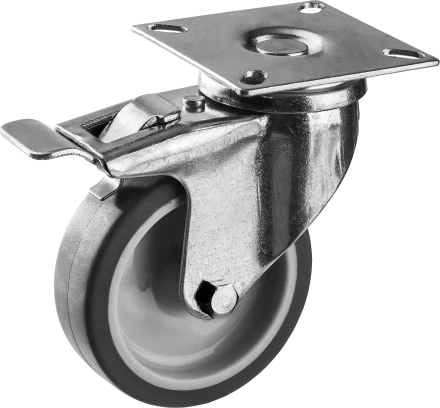 Колеса поворотные с тормозом из термопластичной резины с полипропиленовым диском серия ПРОФЕССИОНАЛ купить в Магнитогорске