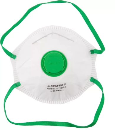 Полумаска фильтрующая STAYER &quot;PROFI&quot; коническая, с клапаном, многослойная, класс защиты FFP2 11110-2 купить в Магнитогорске