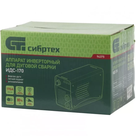 Аппарат инверторный дуговой сварки СИБРТЕХ ИДС-170 94375 купить в Магнитогорске