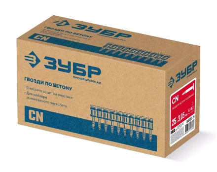 ЗУБР CN усиленные bullet point 25 х 3.05 мм, гвозди по бетону оцинкованные, 1000 шт (305387-25) купить в Магнитогорске