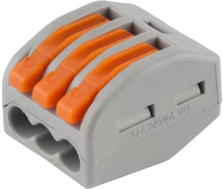 Клемма СВЕТОЗАР соединительная, разъемная, 3-х проводная, 400В, 32А, 0,5-2,5мм2/0,5-4мм2, 2шт 49190-3 купить в Магнитогорске