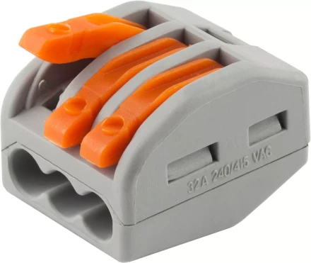 Клемма СВЕТОЗАР соединительная, разъемная, 3-х проводная, 400В, 32А, 0,5-2,5мм2/0,5-4мм2, 2шт 49190-3 купить в Магнитогорске