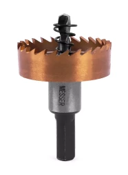 HSS-TiN коронка MESSER 38мм с центр. сверлом и толкающей пружиной для лист. материала до 2 мм ц/х