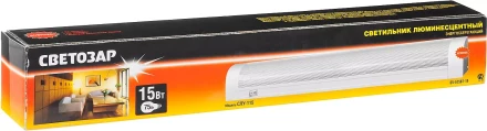 Светильник люминесцентный СВЕТОЗАР модель &quot;СЛУ-115&quot; с плафоном и выключателем, угловой, лампа Т8, 502x54x74мм, 15Вт SV-57587-15 купить в Магнитогорске