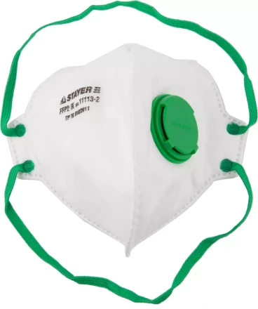 Полумаска фильтрующая STAYER &quot;PROFI&quot; плоская, с клапаном, многослойная, класс защиты FFP2 11113-2 купить в Магнитогорске