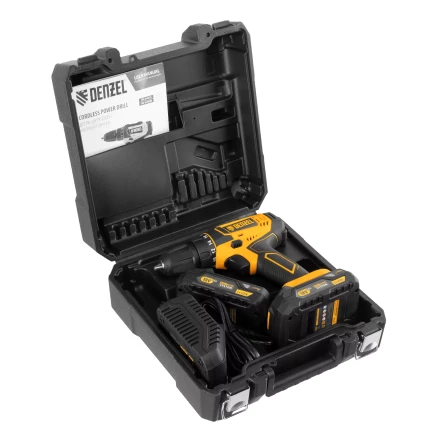 Дрель-шуруповерт аккумуляторная Denzel 26116, CDL-18-02BM, Li-Ion, 18 В, 2 аккумулятор купить в Магнитогорске