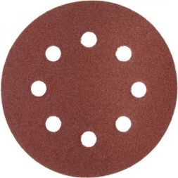 Круг шлифовальный ЗУБР &quot;МАСТЕР&quot; универсальный, из абразивной бумаги на велкро основе, 8 отверстий, Р120, 125мм, 5шт 35562-125-120