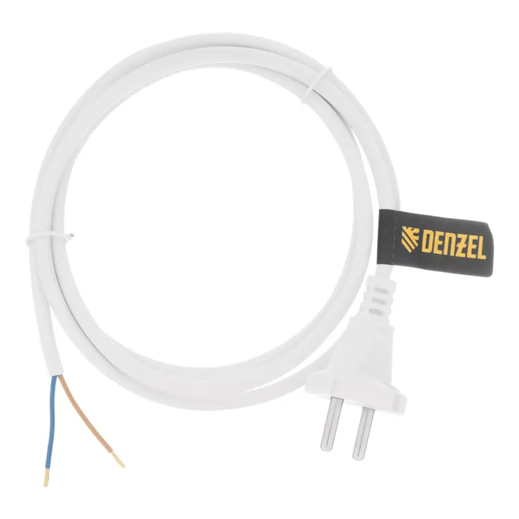 Шнур сетевой Denzel Energy Series, ПВС, 1,5 м, 2 x 1 мм, с неразборной вилкой, белый, 3 м, 37660 купить в Магнитогорске