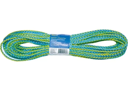 Шнур вязаный полипропиленовый с сердечником &quot;Радуга&quot; 4 мм L 20 м 60-70 кгс СИБРТЕХ 93950 купить в Магнитогорске