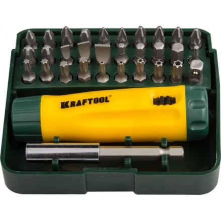 Набор KRAFTOOL Отвертка реверсивная с битами и адаптером, Cr-V, 32 предмета 26142-H32 купить в Магнитогорске