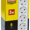 Сетевой фильтр STAYER "MASTER" электрический, 6 гнезд, заземление, макс. мощн. 2200 Вт, 3м 55067-3 купить в Магнитогорске