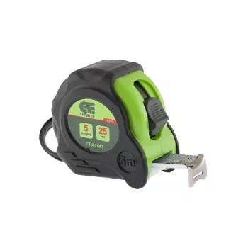 Рулетка Графит, обрезиненный корпус, амортизатор, 5 м х 25 мм  СИБРТЕХ 32532 купить в Магнитогорске