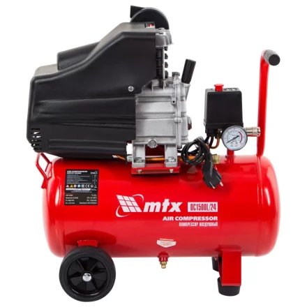 Компрессор воздушный MTX 58003, DC1500L/24, 1,5 кВт, 24 л, 210 л/мин купить в Магнитогорске