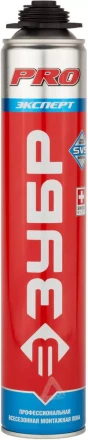Пена ЗУБР &quot;ЭКСПЕРТ&quot; ПРО, профессиональная, монтажная, пистолетная, всесезонная, 750мл 41145_z01 купить в Магнитогорске