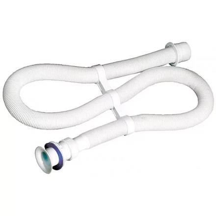 Сифон ЗУБР "МАСТЕР" гофрированный для моек и раковин с пластмассовым выпуском, 1,5м 51881-15 купить в Магнитогорске