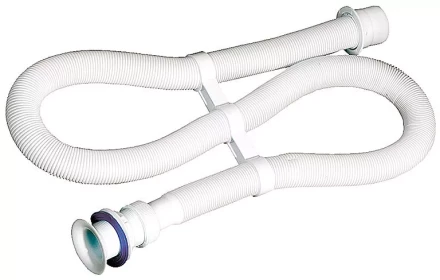Сифон ЗУБР "МАСТЕР" гофрированный для моек и раковин с пластмассовым выпуском, 1,5м 51881-15 купить в Магнитогорске